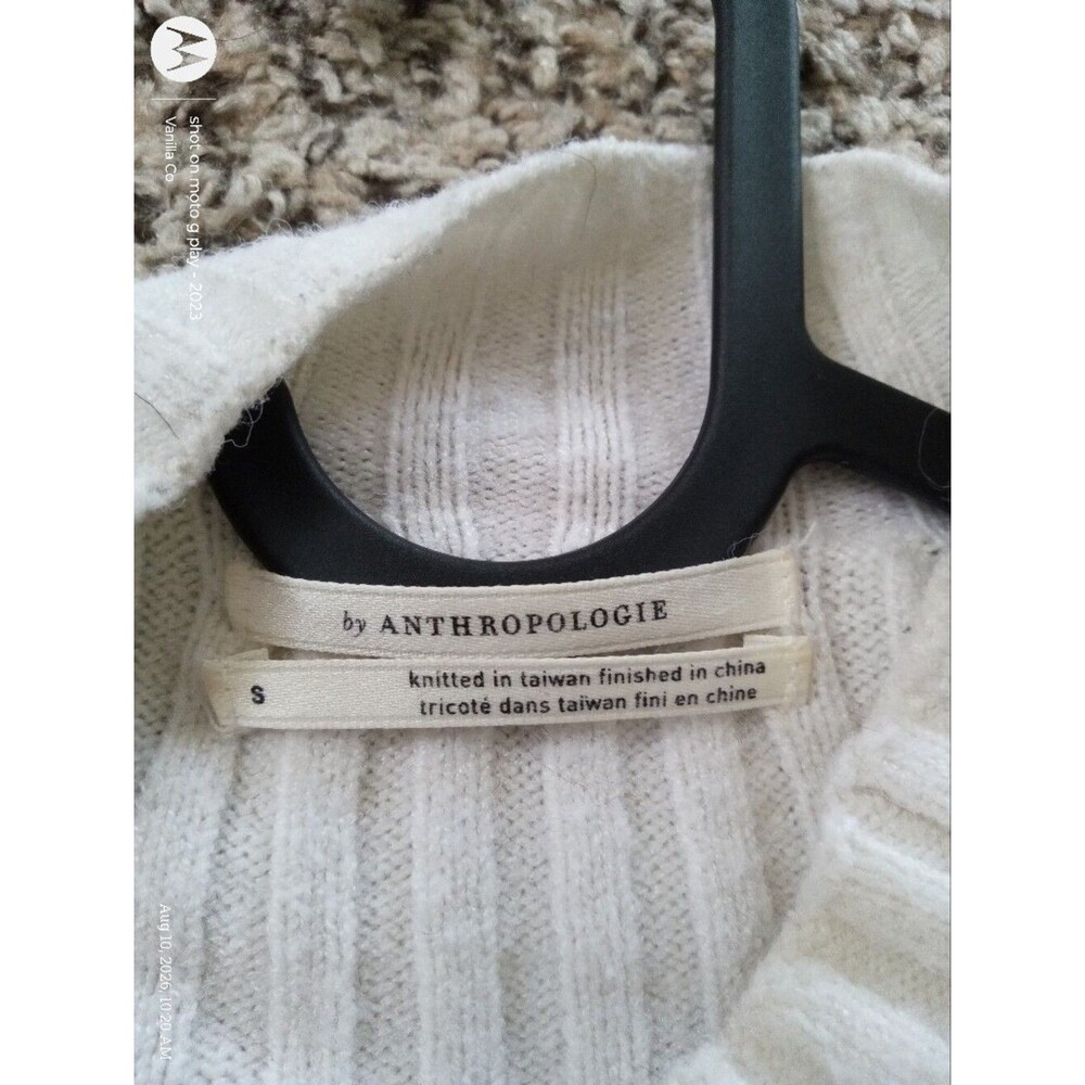 Anthropologie Mock Neck Welford Pullover Sweater Long Sleeve Ivory Small - Picture 4 of 9